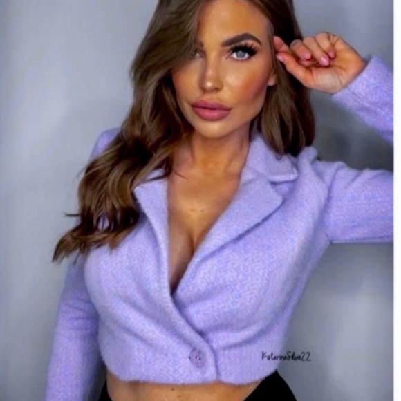 ZARA cropped jacket BLUE People  FAUX Fur Fuzzy Bloggers - Picture 2 of 9